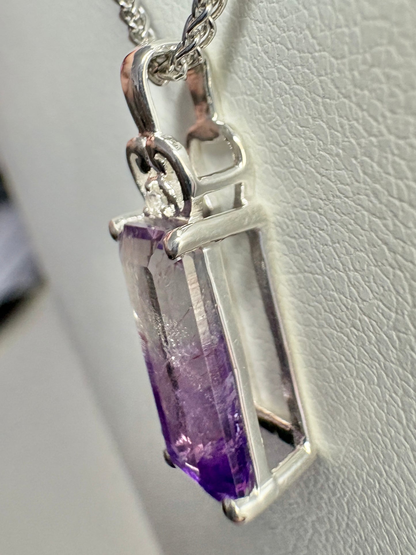 Moroccan BiColor Amethyst Quartz Pendant Adjustable Bolo Wheat Necklace 24" Sterling Silver