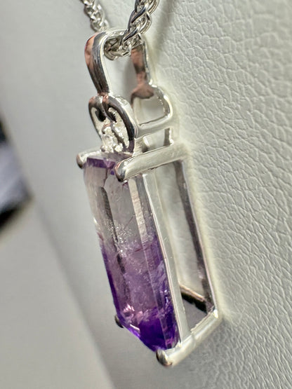 Moroccan BiColor Amethyst Quartz Pendant Adjustable Bolo Wheat Necklace 24" Sterling Silver