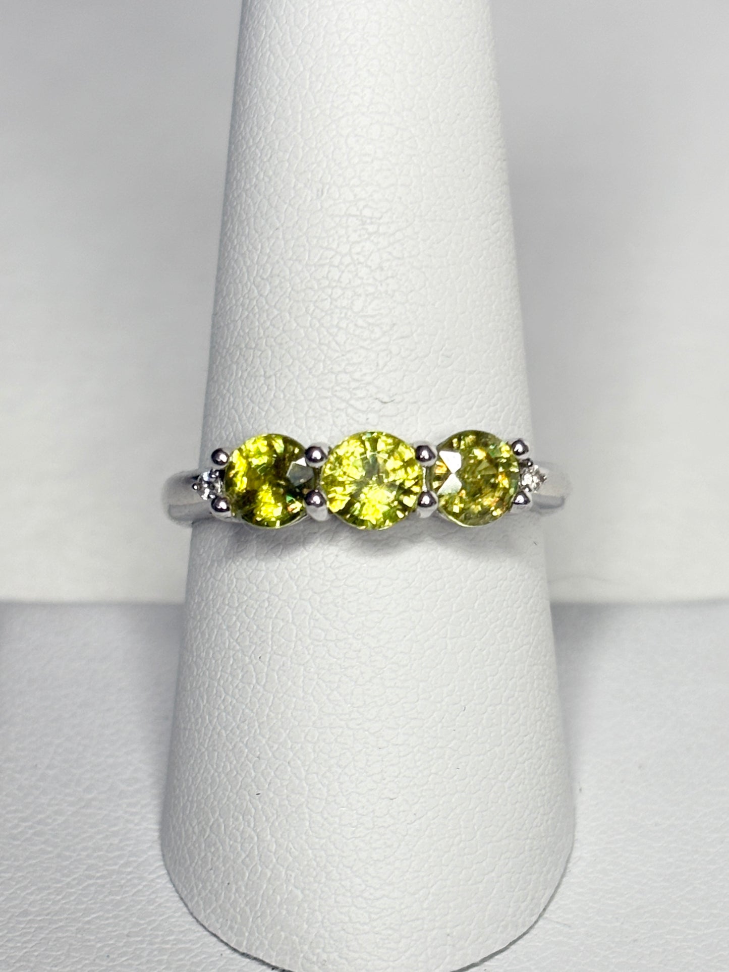 Natural Yellow Sphene Ring in Sterling Silver size 8.75