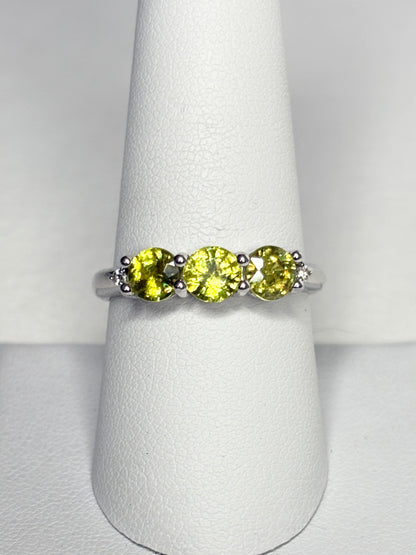 Natural Yellow Sphene Ring in Sterling Silver size 8.75