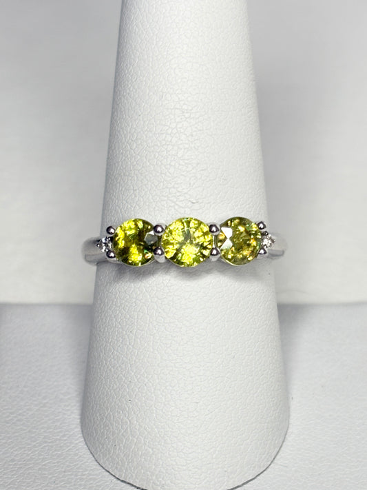 Natural Yellow Sphene Ring in Sterling Silver size 8.75