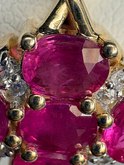 Burmese Ruby Cluster Ring 9k Gold size 8