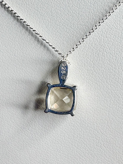 Yellow Oregon Sunstone Solitaire 7mm Pendant Necklace Sterling Silver 18"