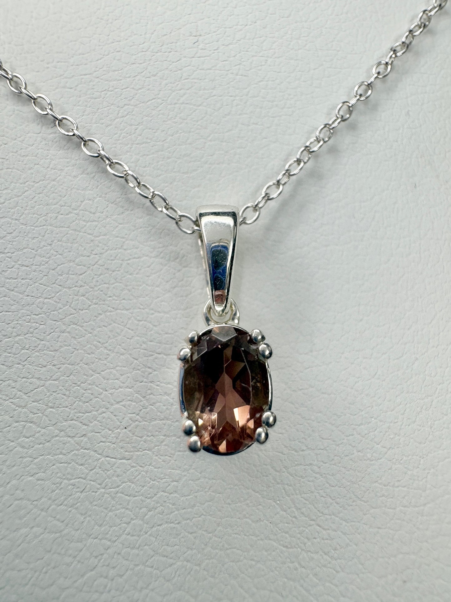 Reddish Brown Oregon Sunstone Solitaire Pendant Necklace Sterling Silver