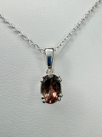 Reddish Brown Oregon Sunstone Solitaire Pendant Necklace Sterling Silver