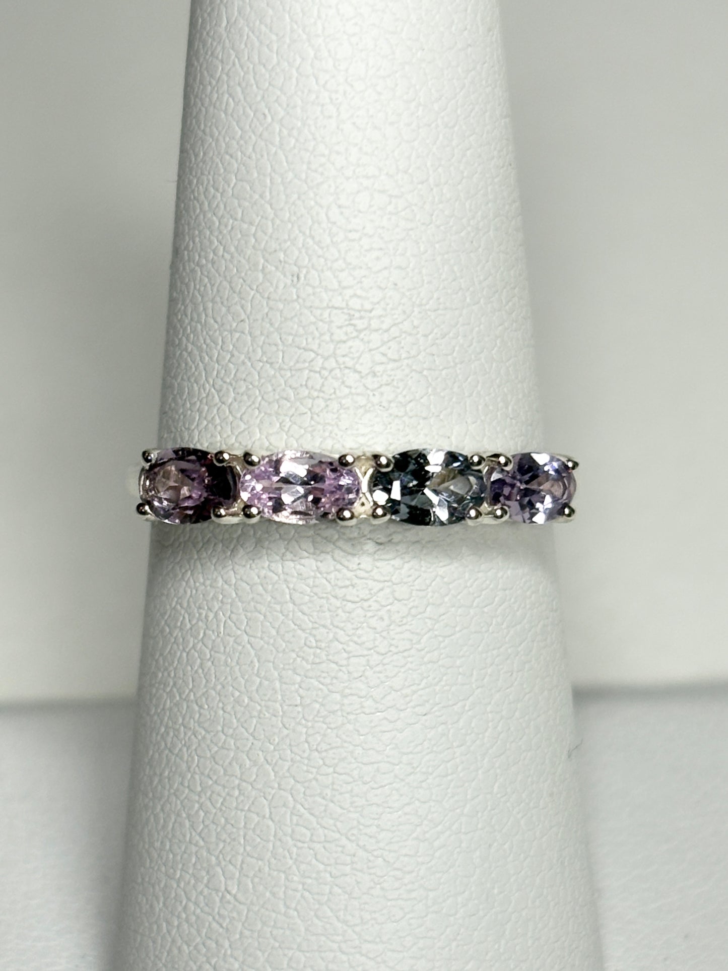 Multi Color Spinel Band Ring Sterling Silver size 7