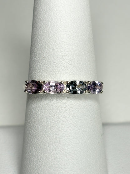 Multi Color Spinel Band Ring Sterling Silver size 7