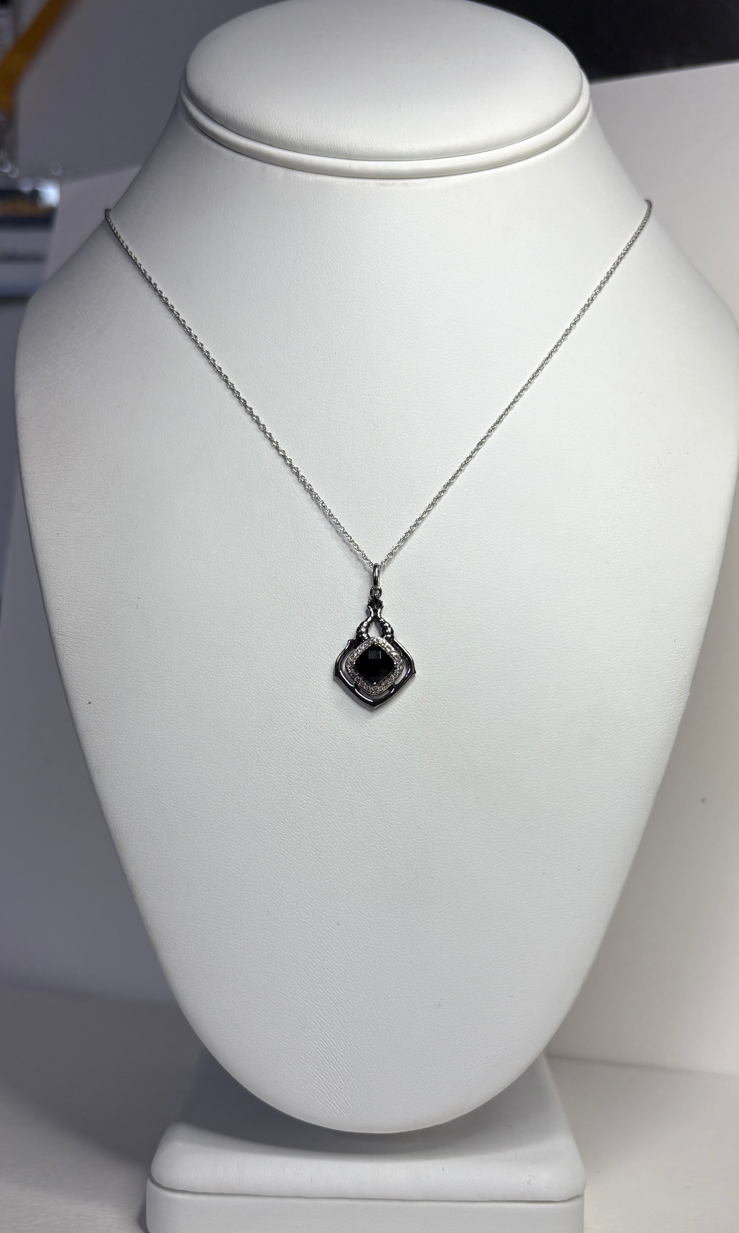 Disney Enchanted Villain Diamond and Spinel Halo Pendant Necklace Sterling Silver 18"