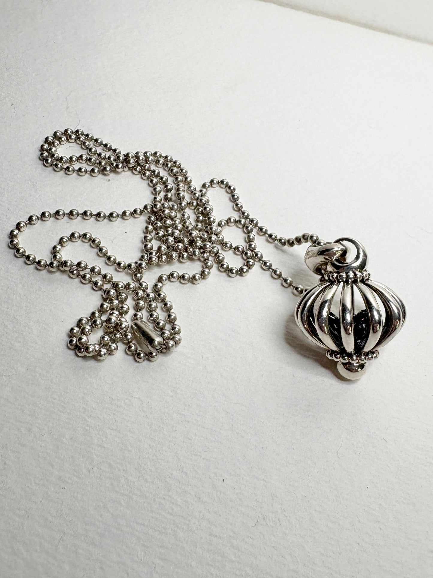 Lagos Signature Bird in Birdcage Pendant Long Necklace in Sterling Silver