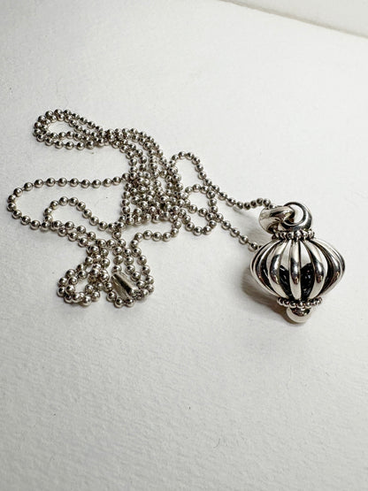 Lagos Signature Bird in Birdcage Pendant Long Necklace in Sterling Silver