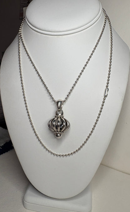 Lagos Signature Bird in Birdcage Pendant Long Necklace in Sterling Silver