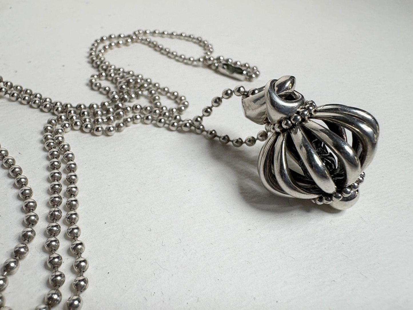 Lagos Signature Bird in Birdcage Pendant Long Necklace in Sterling Silver