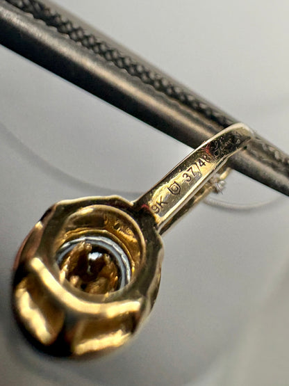 Lehrer Bicolor Montana Sapphire and Diamond Iris Pendant Necklace 2 Tone 9k Gold