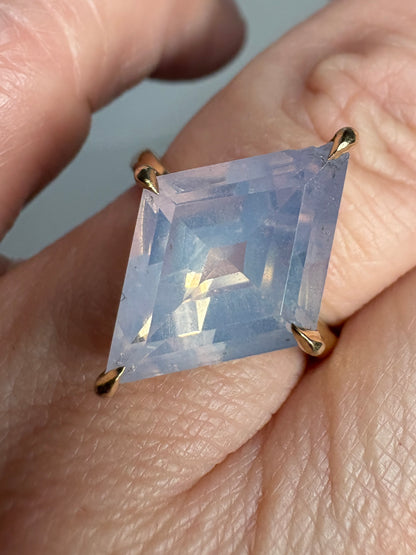 Lavender Quartz Fancy Cut Kite Shaped Solitaire Ring in 9k Gold size 7