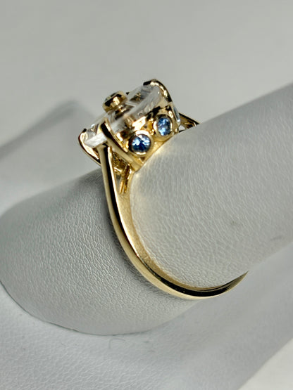 Lehrer Iris Untreated Montana Sapphire Fancy Quartz Ring 9k Gold size 7