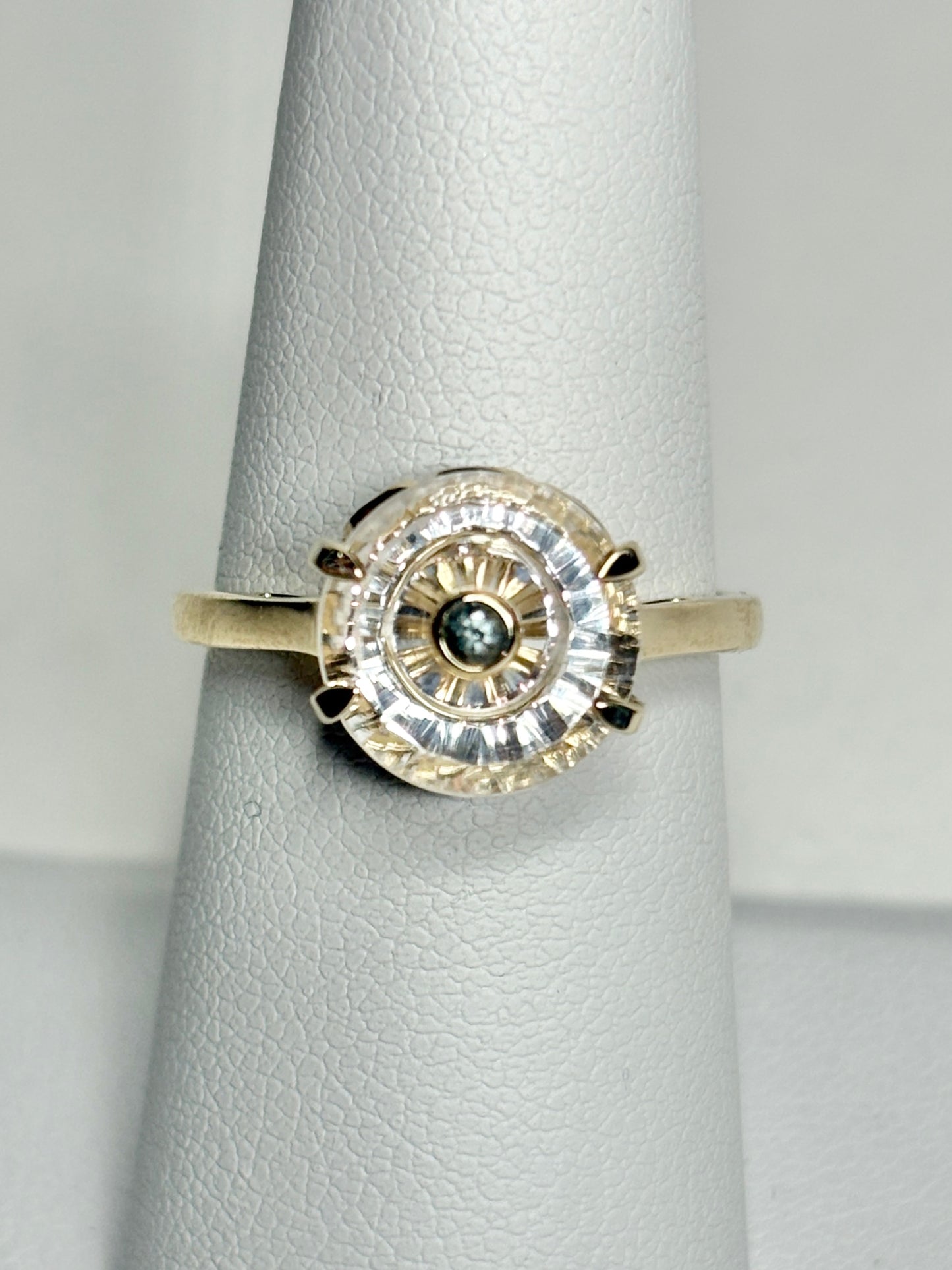 Lehrer Iris Untreated Montana Sapphire Fancy Quartz Ring 9k Gold size 7