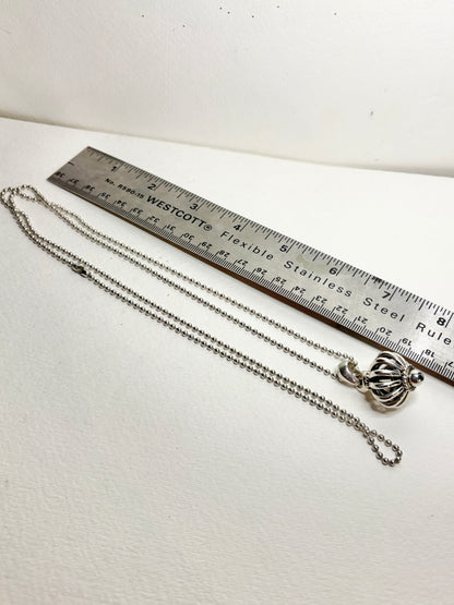 Lagos Signature Bird in Birdcage Pendant Long Necklace in Sterling Silver
