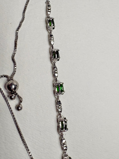 Chrome Diopside Adjustable Bolo Bracelet in Sterling Silver