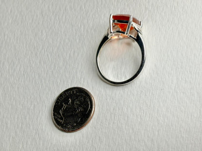 Large Oregon Fire Opal Ring in Sterling Silver size 7