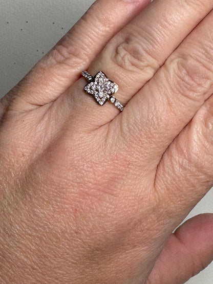 Natural Pink and White Angolan Type lla Diamond Ring 9k Rose Gold size 7