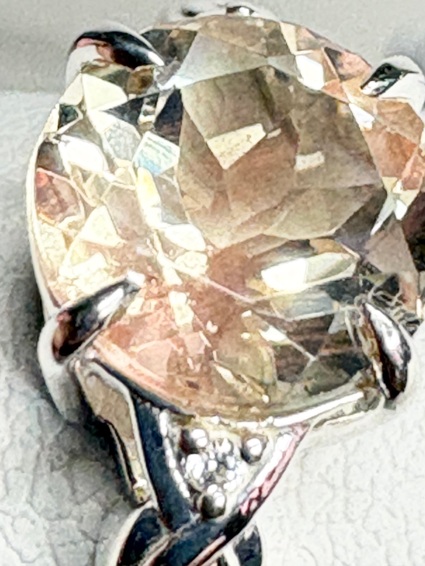 Light Champagne Oregon Sunstone Ring Sterling Silver size 7