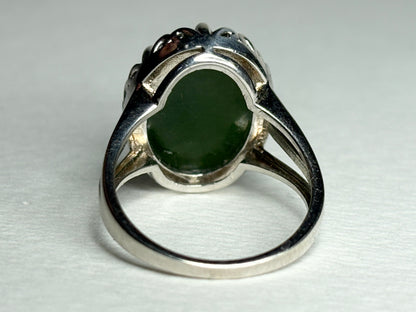 Nephrite Jade British Columbia Canada Ring in Sterlin Silver size 7