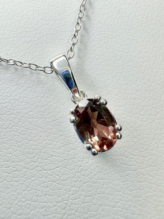 Reddish Brown Oregon Sunstone Solitaire Pendant Necklace Sterling Silver