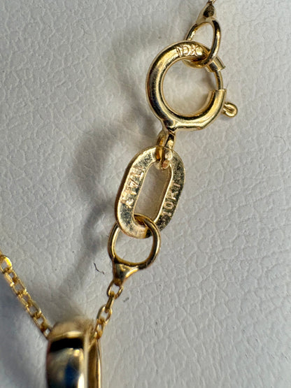 Diamond and Pink Sapphire DIsc Pendant Necklace 9k Gold with 10k Gold Chain 18" .37ctw