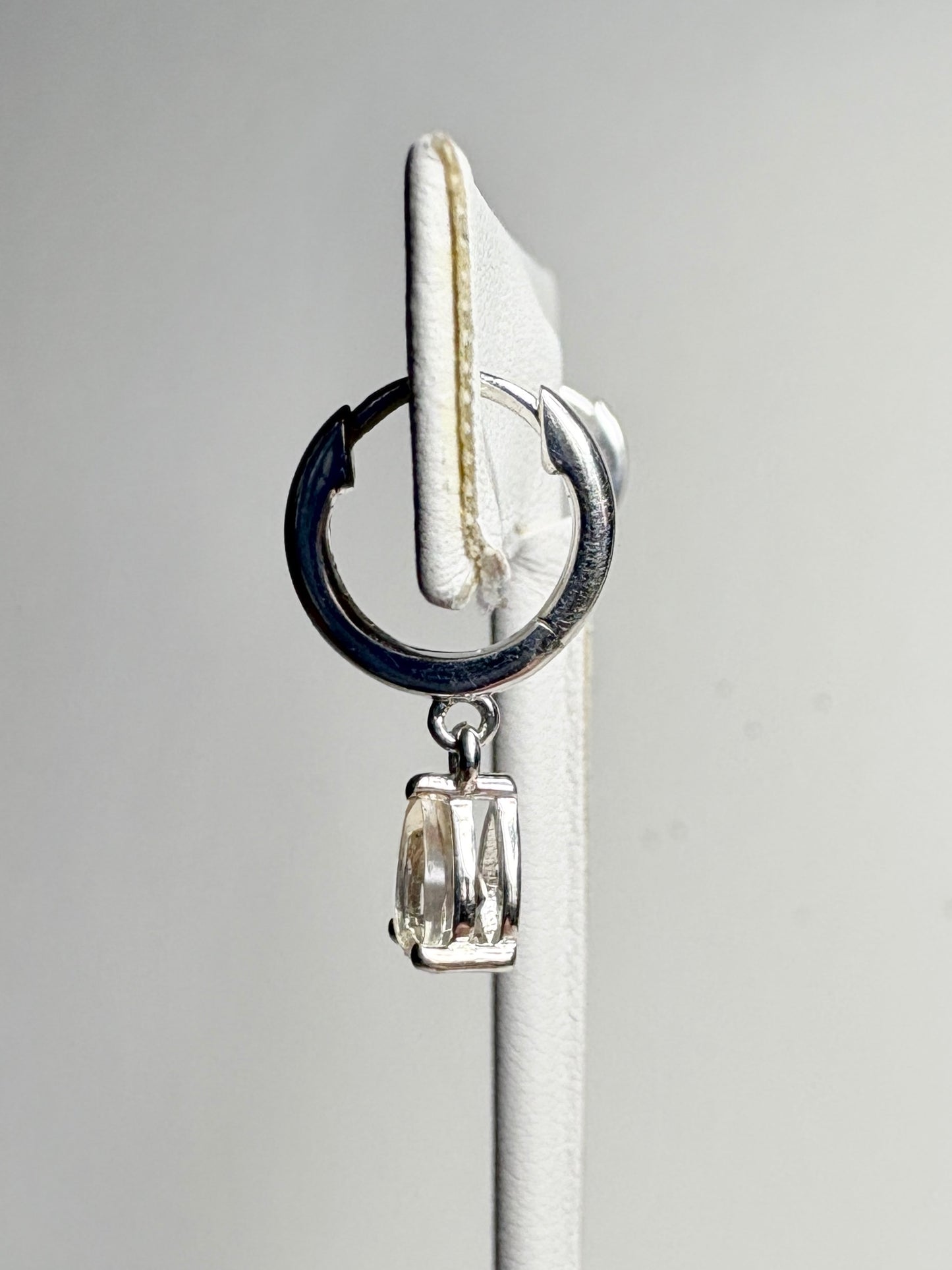 Oregon Sunstone Yellow Pear Dangle Drop Hoop Earrings Sterling Silver
