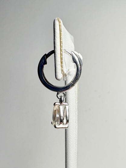Oregon Sunstone Yellow Pear Dangle Drop Hoop Earrings Sterling Silver
