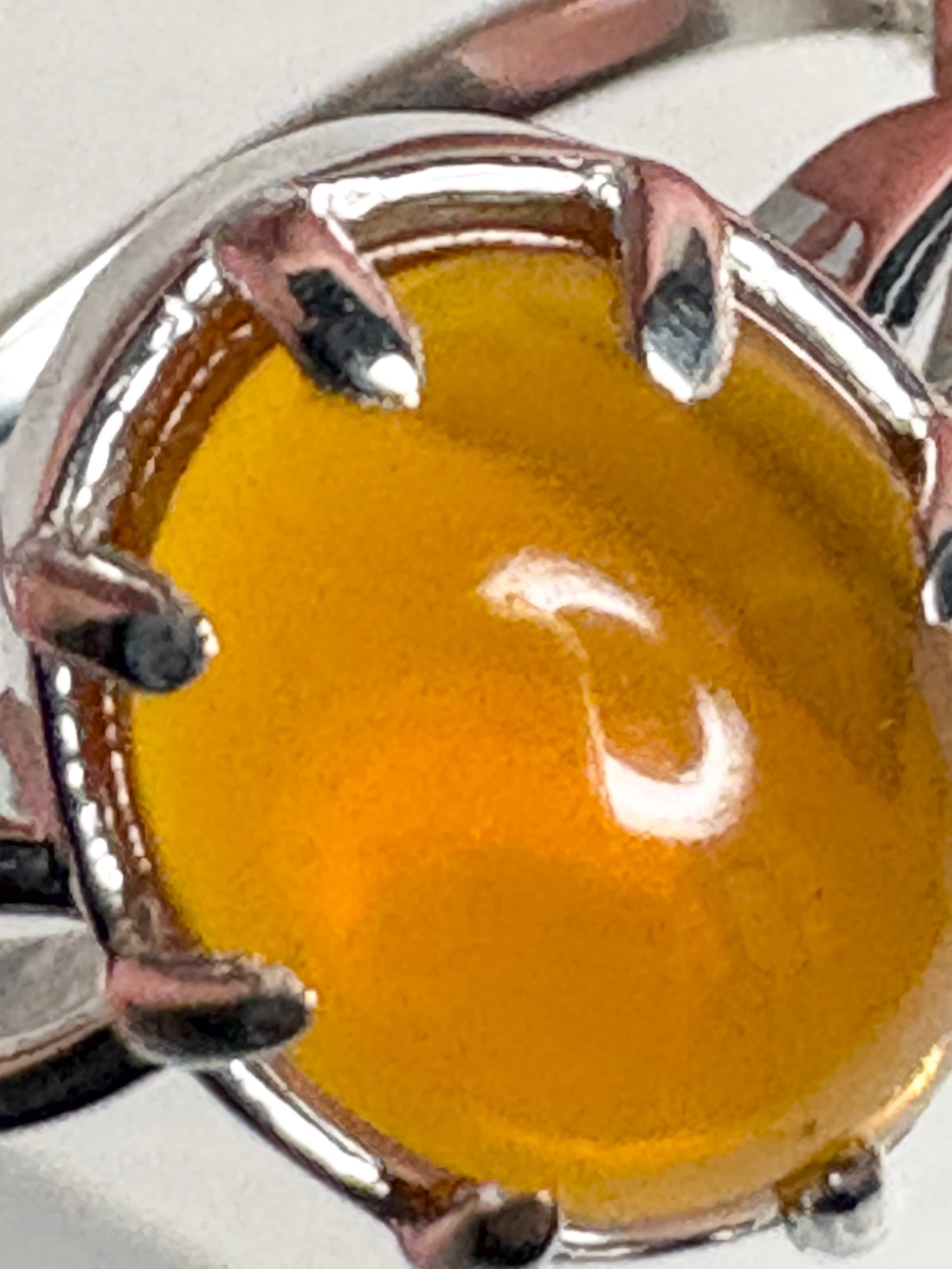 Oregon Fire Opal Cabochon Ring Sterling Silver size 7