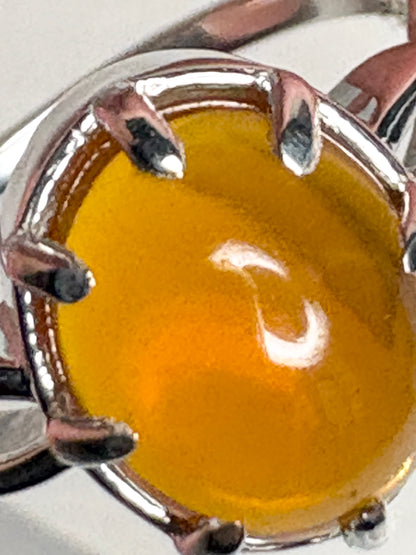 Oregon Fire Opal Cabochon Ring Sterling Silver size 7