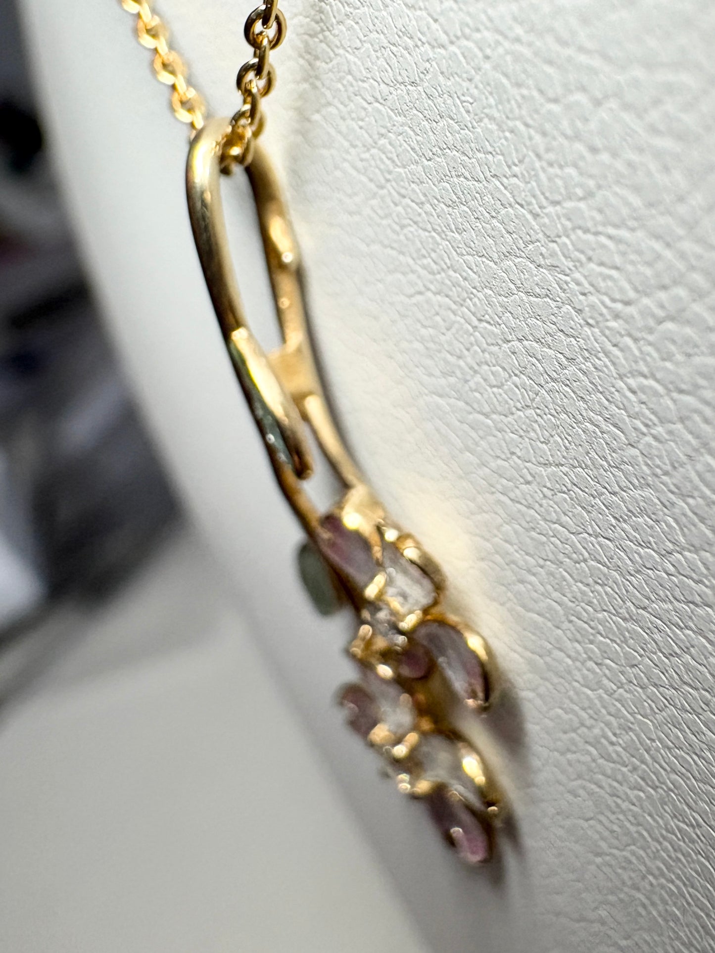 Silver.Gold Plated White Dogwood Pendant. -Diamond