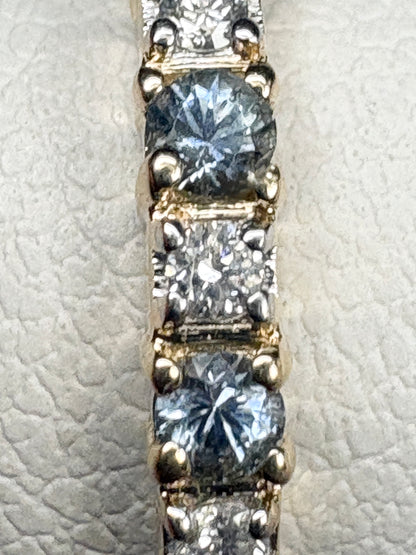 Montana Sapphire Untreated and Diamond Stackable Band Ring 9k Gold size 7