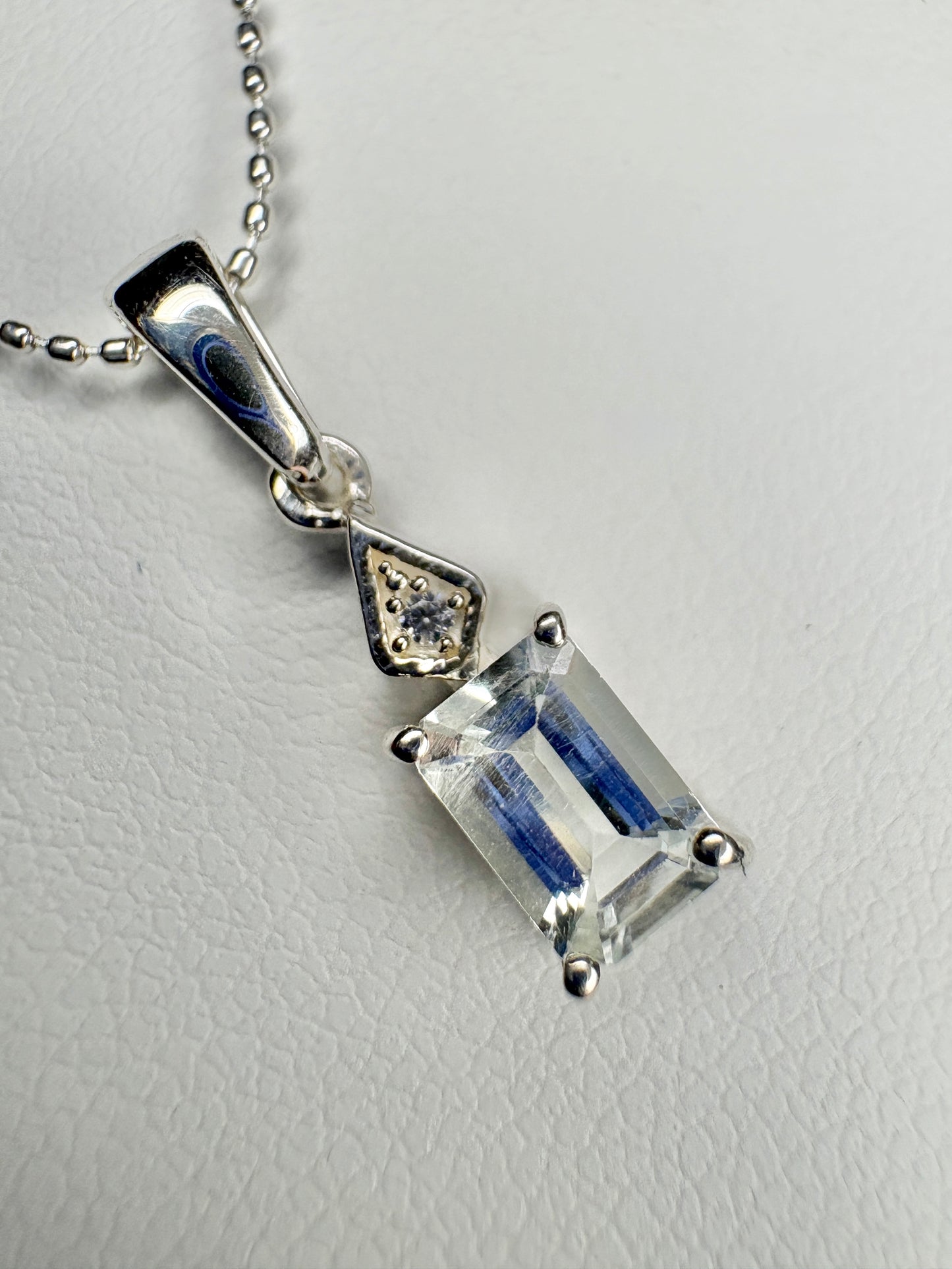 Brazilian Aquamarine Pendant Necklace Sterling Silver 18"