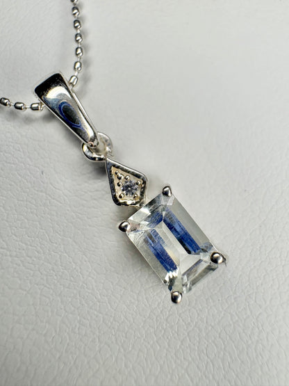 Brazilian Aquamarine Pendant Necklace Sterling Silver 18"