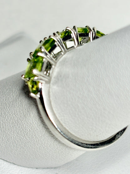 Arizona Peridot Band Ring Sterling Silver Step Cut size 7.25