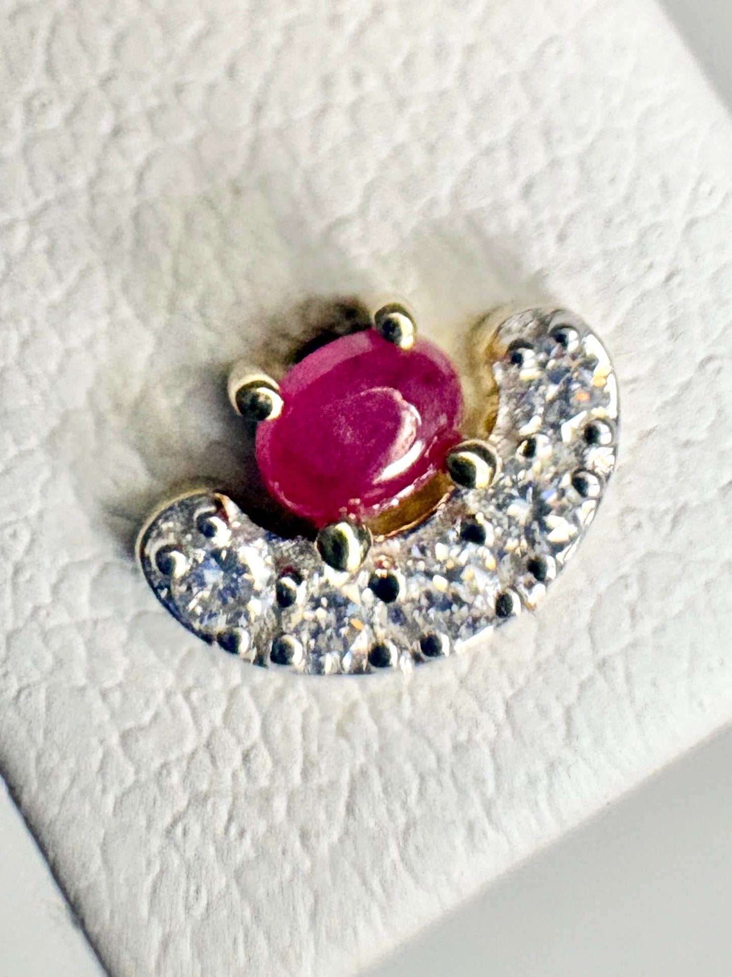 Greenland Ruby and Canadian Diamond Stud Earrings 9k Gold
