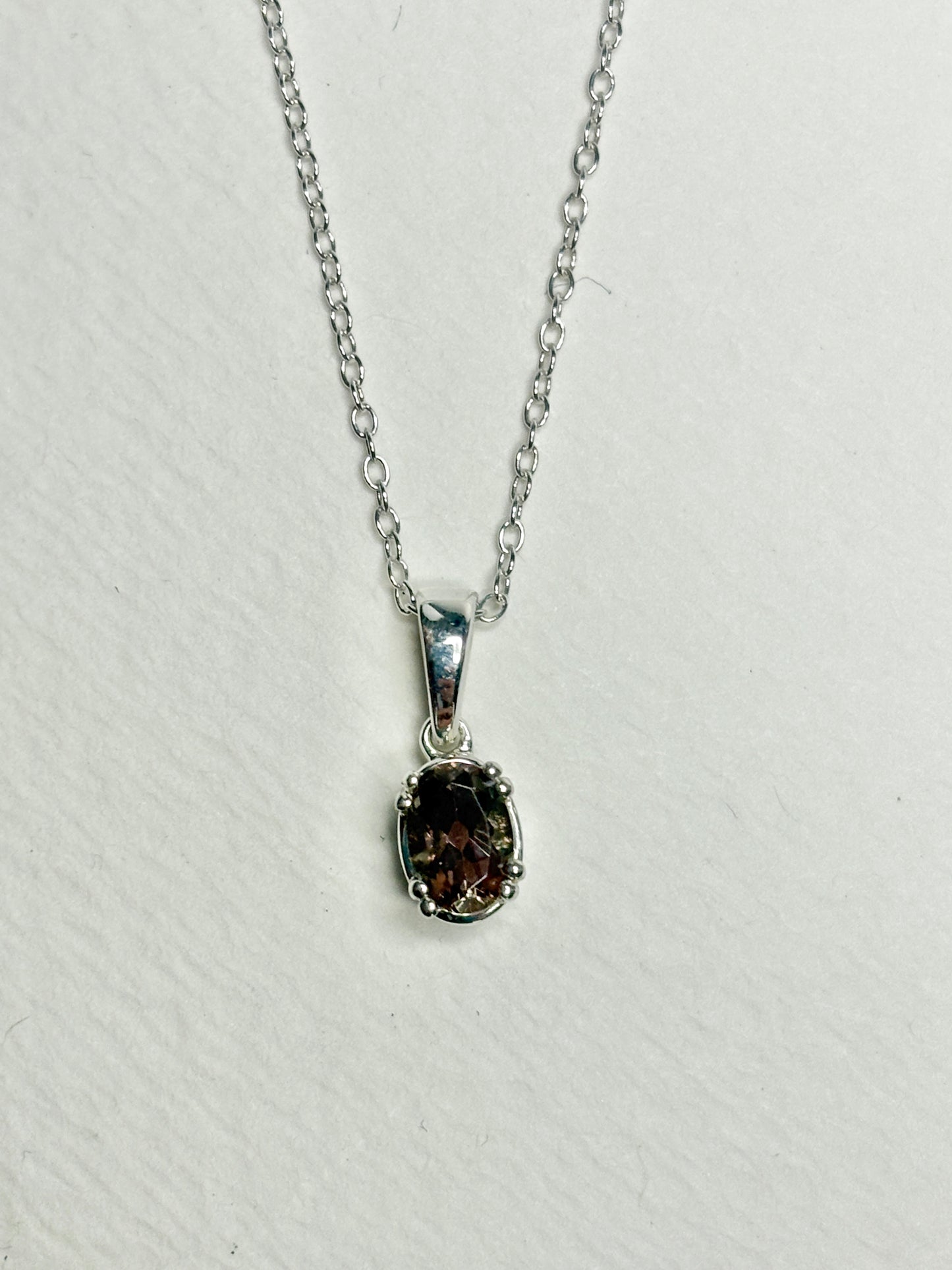 Reddish Brown Oregon Sunstone Solitaire Pendant Necklace Sterling Silver