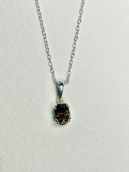 Reddish Brown Oregon Sunstone Solitaire Pendant Necklace Sterling Silver