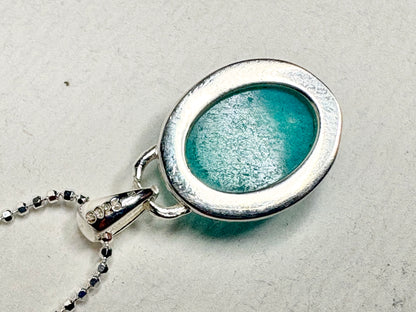 Peruvian Untreated Amazonite Pendant Necklace Sterling Silver Beaded Chain 18"
