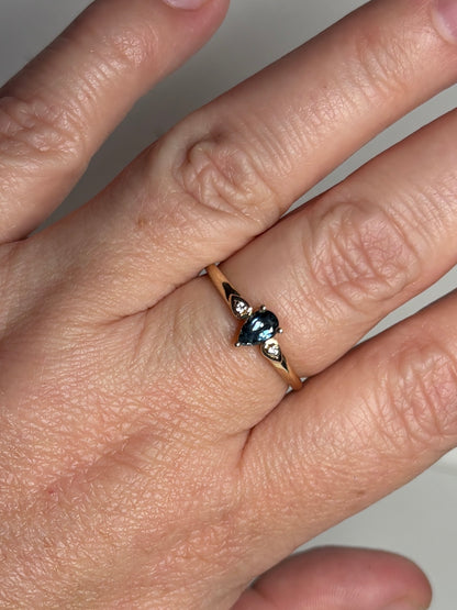 Pear Montana Sapphire Untreated Ring 9k Gold Size 9