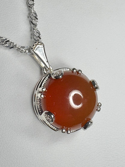 Oregon Honey Fire Opal Pendant Necklace Sterling Silver 18" 9.4g.