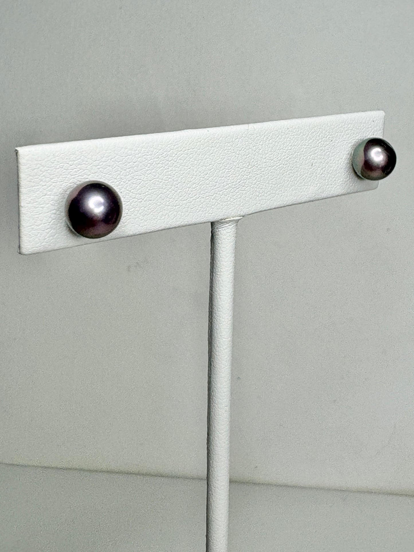 Naturally Purple Freshwater Cultured Pearl Studs Sterling Silver 7mm