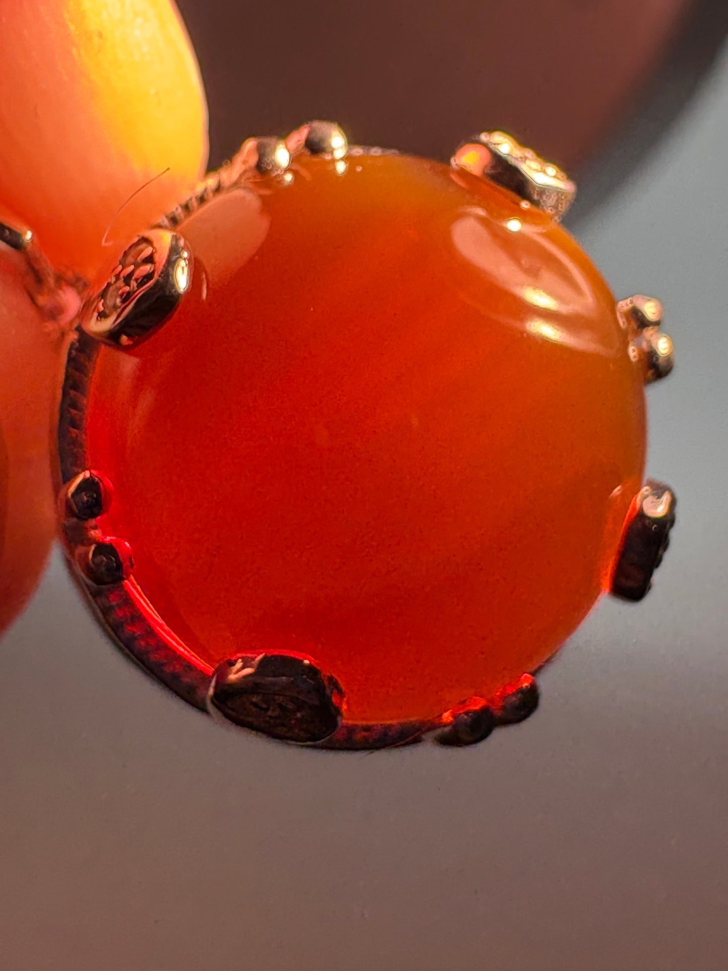 Oregon Honey Fire Opal Pendant Necklace Sterling Silver 18" 9.4g.