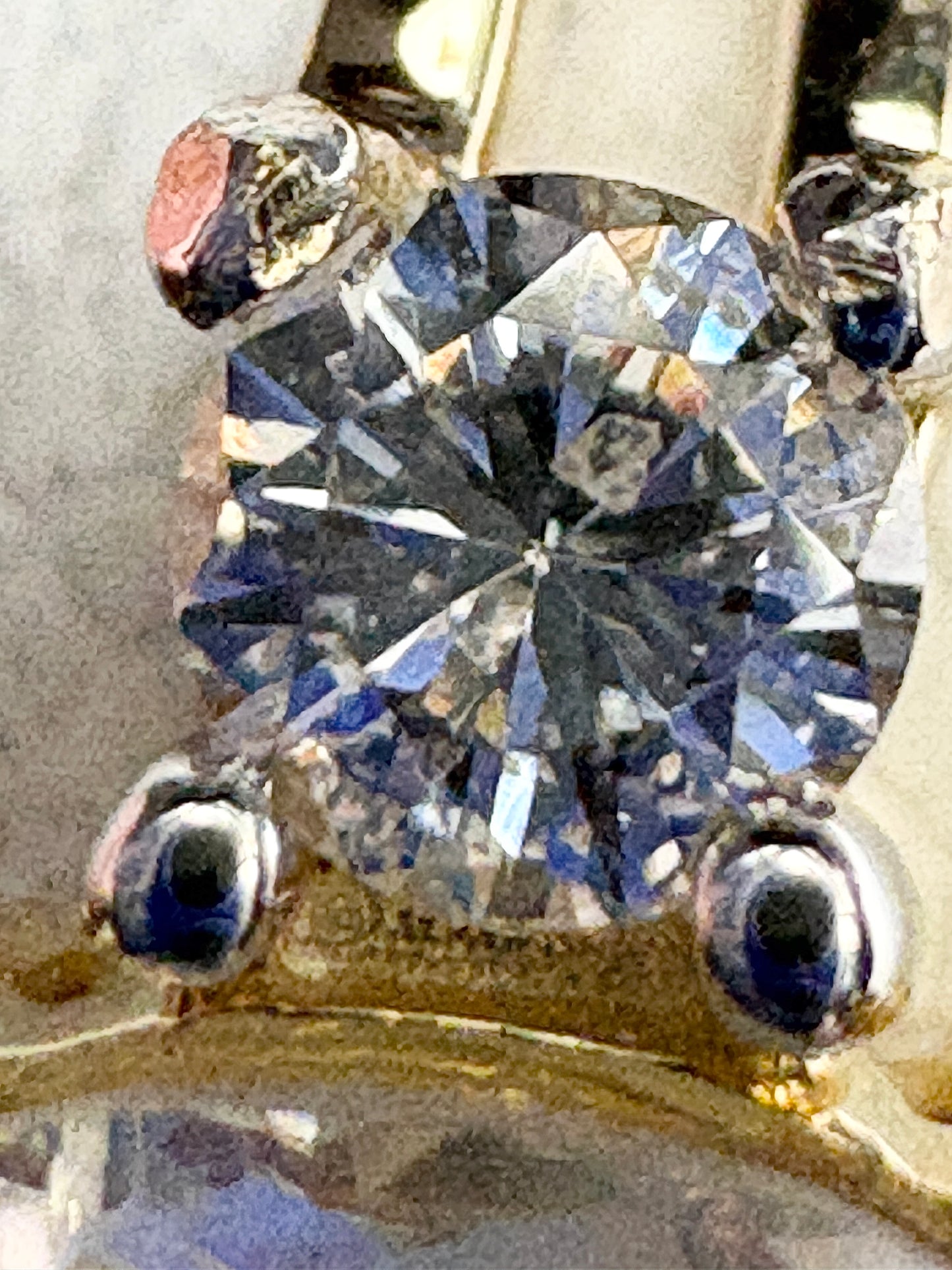 Fine Rainbow Moonstone and Diamond Ring 9k Gold size 8