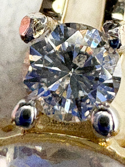 Fine Rainbow Moonstone and Diamond Ring 9k Gold size 8