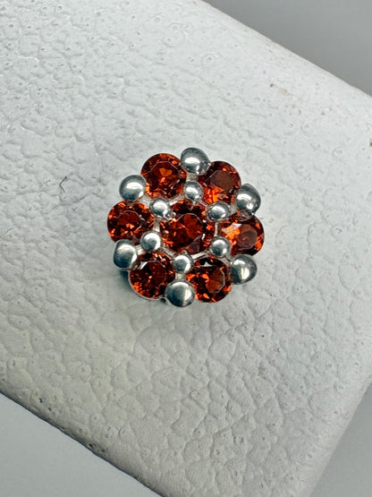 Arizona Anthill Garnet Cluster Stud Earrings Sterling Silver 4.3mm