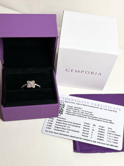 Natural Pink and White Angolan Type lla Diamond Ring 9k Rose Gold size 7