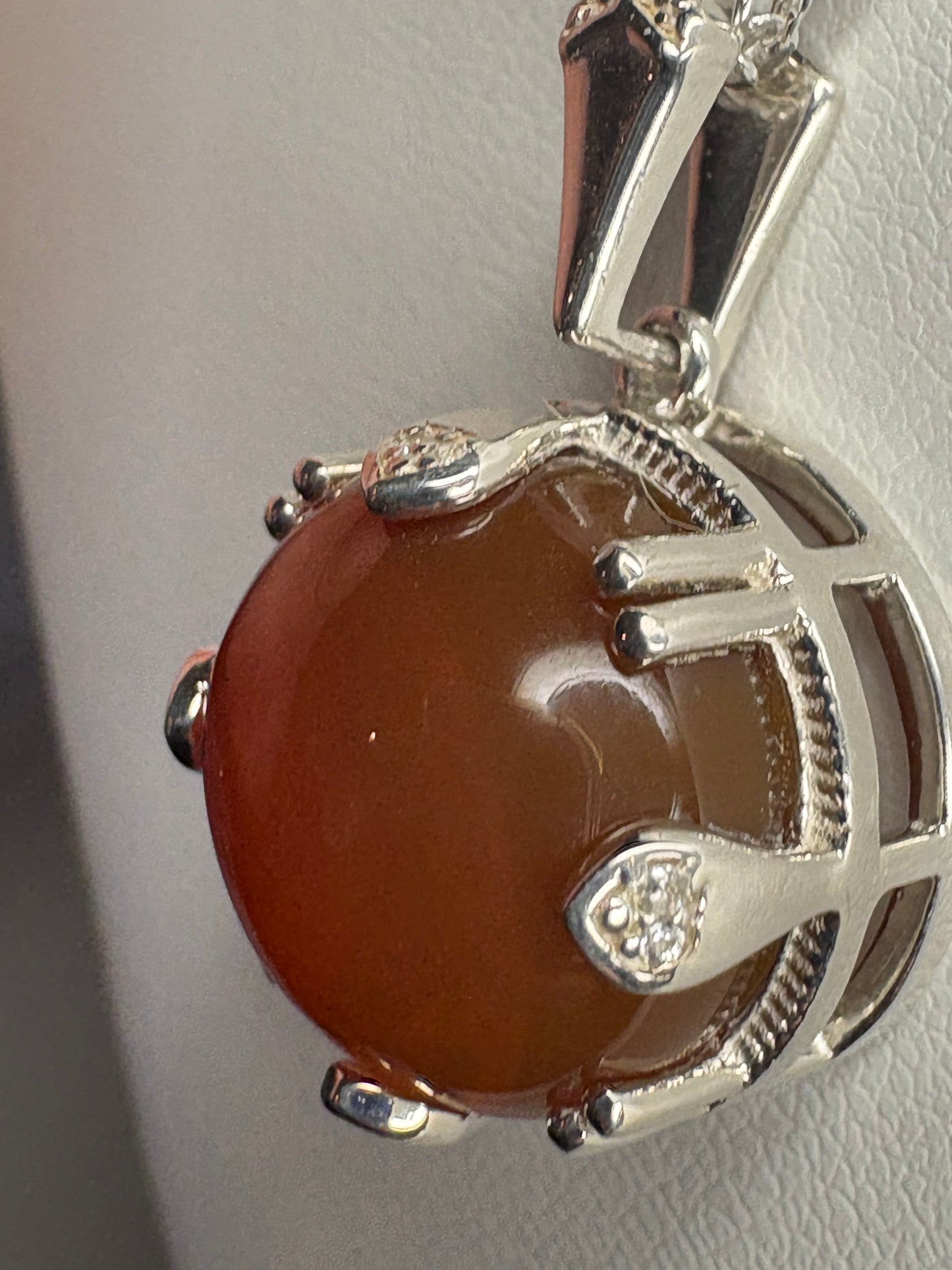 Oregon Honey Fire Opal Pendant Necklace Sterling Silver 18" 9.4g.